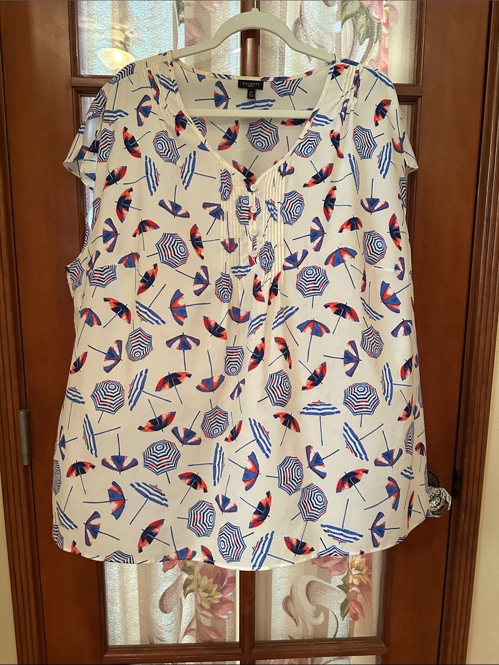 Talbots Blouse with Beach Umbrella Print